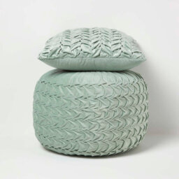 Homescapes Grace Pleated Green Velvet Cushion - thumbnail 7