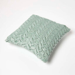 Homescapes Grace Pleated Green Velvet Cushion - thumbnail 5