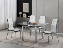 Furnizone UK Piccolo 4-Seater Ceramic Extending Dining Table And 4 Vienna White Faux Leather Chairs - thumbnail 1