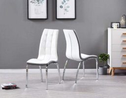 Furnizone UK Piccolo 4-Seater Ceramic Extending Dining Table And 4 Vienna White Faux Leather Chairs - thumbnail 5