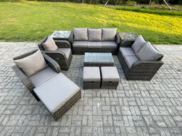 Fimous Patio Garden Furniture Sets Wicker 10 Seater Outdoor Rattan Furniture Sets With Rectangular Coffee Table - thumbnail 1