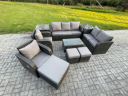 Fimous Patio Garden Furniture Sets Wicker 10 Seater Outdoor Rattan Furniture Sets With Rectangular Coffee Table - thumbnail 2
