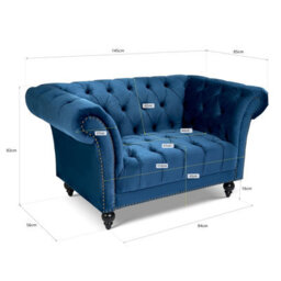 Bravich Cambridge Chesterfield Armchair - Velvet Blue - thumbnail 7