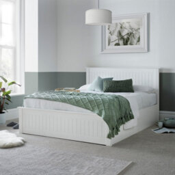 Bedmaster Dawson White Wooden Ottoman Bed And Neptune Spring Mattress King Size - thumbnail 2