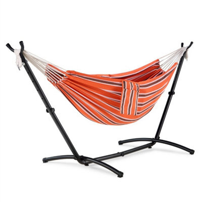 Hammock With Stand, Orange 2 Person Hammock With Adjustable Frame - image 1