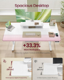 LEDREM Standing Desk, Height Adjustable Desk, 160 X 80 Cm, Flexible Monitor Stand And Drawer, Usb-C Port, Sedentary Reminder - thumbnail 3