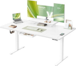 LEDREM Standing Desk, Height Adjustable Desk, 160 X 80 Cm, Flexible Monitor Stand And Drawer, Usb-C Port, Sedentary Reminder - thumbnail 2