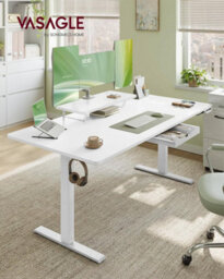 LEDREM Standing Desk, Height Adjustable Desk, 160 X 80 Cm, Flexible Monitor Stand And Drawer, Usb-C Port, Sedentary Reminder - thumbnail 1