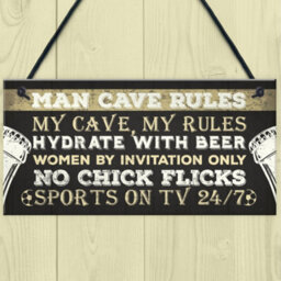 Red Ocean Man Cave Rules Funny Plaque Games Boys Room Bar Sign Gifts For Men Dad Fathers Day - thumbnail 2