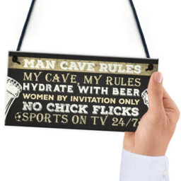 Red Ocean Man Cave Rules Funny Plaque Games Boys Room Bar Sign Gifts For Men Dad Fathers Day - thumbnail 6