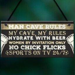 Red Ocean Man Cave Rules Funny Plaque Games Boys Room Bar Sign Gifts For Men Dad Fathers Day - thumbnail 5