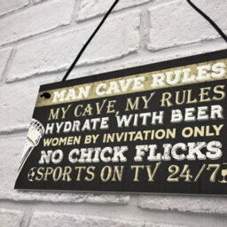 Red Ocean Man Cave Rules Funny Plaque Games Boys Room Bar Sign Gifts For Men Dad Fathers Day - thumbnail 7