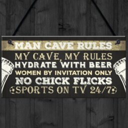 Red Ocean Man Cave Rules Funny Plaque Games Boys Room Bar Sign Gifts For Men Dad Fathers Day - thumbnail 4