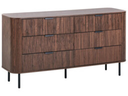 Wyld And Coco Novastyle Retro Sideboard Chest Of Drawers - Six Deep Drawers, Dark Brown, Wide. - thumbnail 3