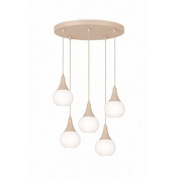 Luminosa Lighting Luminosa Lacrima Cluster Pendant Ceiling Light Beige White Glass Shade 5X E27 - thumbnail 1