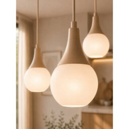 Luminosa Lighting Luminosa Lacrima Cluster Pendant Ceiling Light Beige White Glass Shade 5X E27 - thumbnail 3