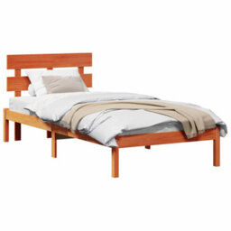 Berkfield Minimalist Bed Frame With Headboard Wax Brown 90X200 Cm Solid Wood Pine - thumbnail 3