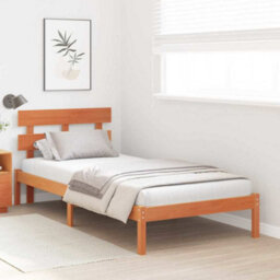 Berkfield Minimalist Bed Frame With Headboard Wax Brown 90X200 Cm Solid Wood Pine - thumbnail 4