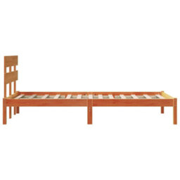 Berkfield Minimalist Bed Frame With Headboard Wax Brown 90X200 Cm Solid Wood Pine - thumbnail 6