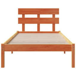 Berkfield Minimalist Bed Frame With Headboard Wax Brown 90X200 Cm Solid Wood Pine - thumbnail 5