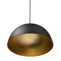 Wyld And Coco Black Half-Globe 1-Light Pendant Lamp With Gold Interior, W40 X D40 X H129 Cm - thumbnail 6