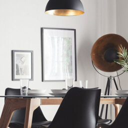 Wyld And Coco Black Half-Globe 1-Light Pendant Lamp With Gold Interior, W40 X D40 X H129 Cm - thumbnail 2