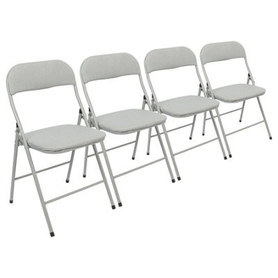 Harbour Housewares Fabric Padded Metal Folding Chairs - Grey - Pack Of 4 - image 1