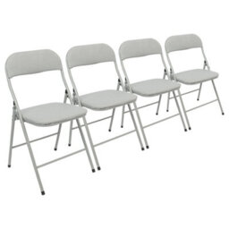 Harbour Housewares Fabric Padded Metal Folding Chairs - Grey - Pack Of 4 - thumbnail 1