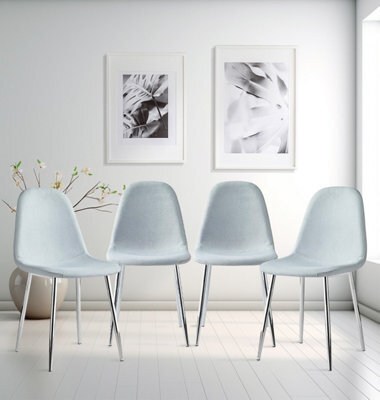 Hallowood Furniture Cullompton Light Grey Fabric Dining Chair With Silver Legs X 4 - image 1