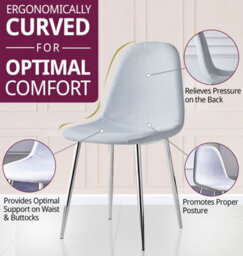 Hallowood Furniture Cullompton Light Grey Fabric Dining Chair With Silver Legs X 4 - thumbnail 4