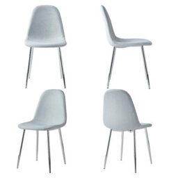 Hallowood Furniture Cullompton Light Grey Fabric Dining Chair With Silver Legs X 4 - thumbnail 8