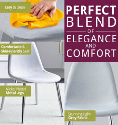 Hallowood Furniture Cullompton Light Grey Fabric Dining Chair With Silver Legs X 4 - thumbnail 5