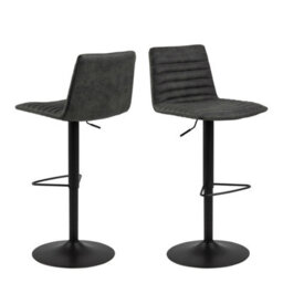 Wyld Haus Set Of 2 Aalborg Upholstered Bar Stools, Anthracite Grey Fabric Etched Back, Adjustable Swivel - thumbnail 2