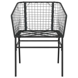 Berkfield Durable 5 Piece Garden Dining Set Black Poly Rattan Glass - thumbnail 6