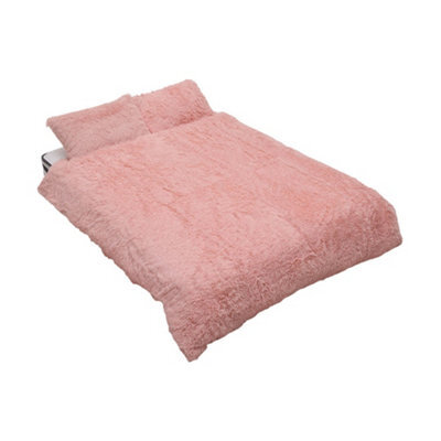Living And Home Soft And Warm Plush Single Size Faux Mink Fleece Bedding Duvet Cover With 2 Pillowcases Set Of 3 Pink - image 1