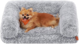 Songmics Fluffyhug Dog Bed, Medium Dog Sofa Bed, Egg Crate Foam Pet Bed With Removable Washable Cover, Grey Ombré - thumbnail 7