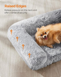 Songmics Fluffyhug Dog Bed, Medium Dog Sofa Bed, Egg Crate Foam Pet Bed With Removable Washable Cover, Grey Ombré - thumbnail 3