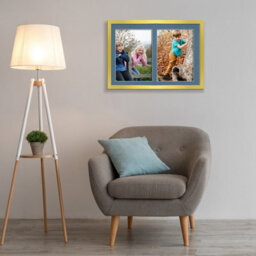 AK Frames 20X14 Gold Sleek Multi Photo Frame With Pompadour Mount - Holds 2 Apertures (2X) A4 Photos - thumbnail 3
