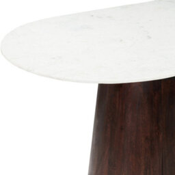 Oval White Marble Large Dining Table And Wooden Base With Storage 6 To 8 Seater 170Cm - thumbnail 5