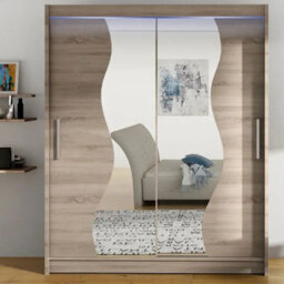 Westa S Sliding Door Wardrobe With Mirrors On The Fronts Truffle With Rgb Led Lights - thumbnail 2