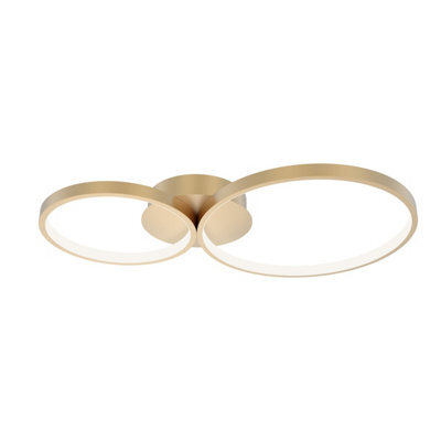 Luminosa Lighting Luminosa Maver Twin Ring Led Semi Flush Ceiling Light Gold 3000/4000/6000K 2Xled - image 1