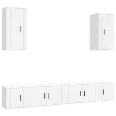 Berkfield Classic 6 Piece Tv Cabinet Set White Engineered Wood - image 1