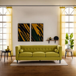 Orsina Refined 3 Seat Olive Velvet Sofa, Velvet Upholstered Mid Century Sofa, Contemporary Sofa For Livingroom - thumbnail 6