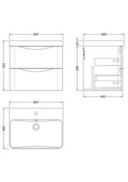 Balterley Dunwood Modern Bathroom Wall Hung 2 Drawer Vanity Unit & Ceramic Basin, Satin Green, 600mm - thumbnail 5