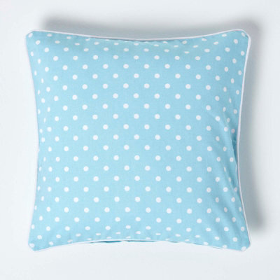 Homescapes Cotton Blue Polka Dots Cushion Cover, 45 X 45 Cm - image 1