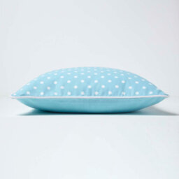 Homescapes Cotton Blue Polka Dots Cushion Cover, 45 X 45 Cm - thumbnail 3