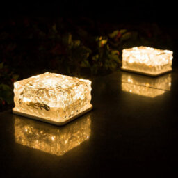 Gwsolar 4 Pack Solar Lights Brick Lights 10Cm Glass, Warm White Glow, Ip65, Auto On/off, Garden Lights - thumbnail 6