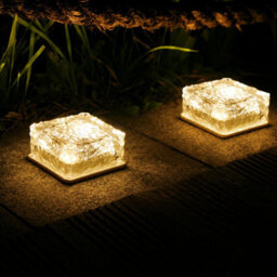 Gwsolar 4 Pack Solar Lights Brick Lights 10Cm Glass, Warm White Glow, Ip65, Auto On/off, Garden Lights - thumbnail 4