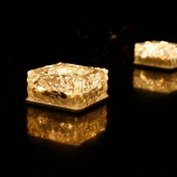 Gwsolar 4 Pack Solar Lights Brick Lights 10Cm Glass, Warm White Glow, Ip65, Auto On/off, Garden Lights - thumbnail 2