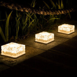 Gwsolar 4 Pack Solar Lights Brick Lights 10Cm Glass, Warm White Glow, Ip65, Auto On/off, Garden Lights - thumbnail 3